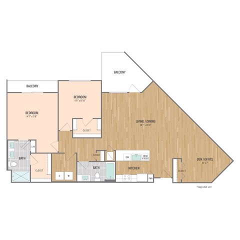 Floor plan for 2 beds, 2 baths, 1476 sqft